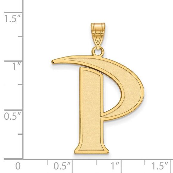 14k Gold Plated Silver Pepperdine U. XL Initial P Pendant - Picture 2 of 3